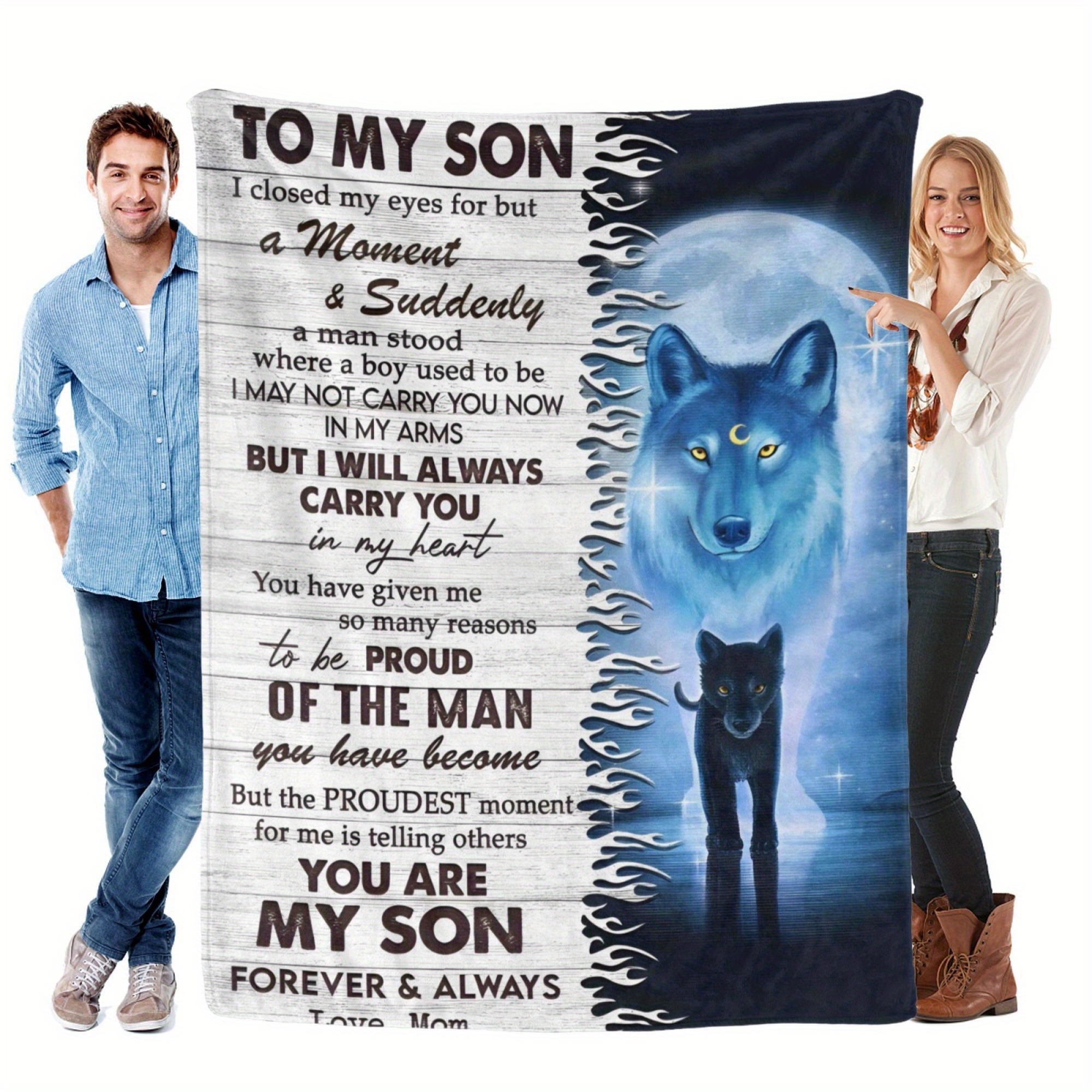 

1pc To My Son Flannel Throw Blanket - Perfect For Sofa, Car, Bed & Party Decor | All-season Cozy Comfort