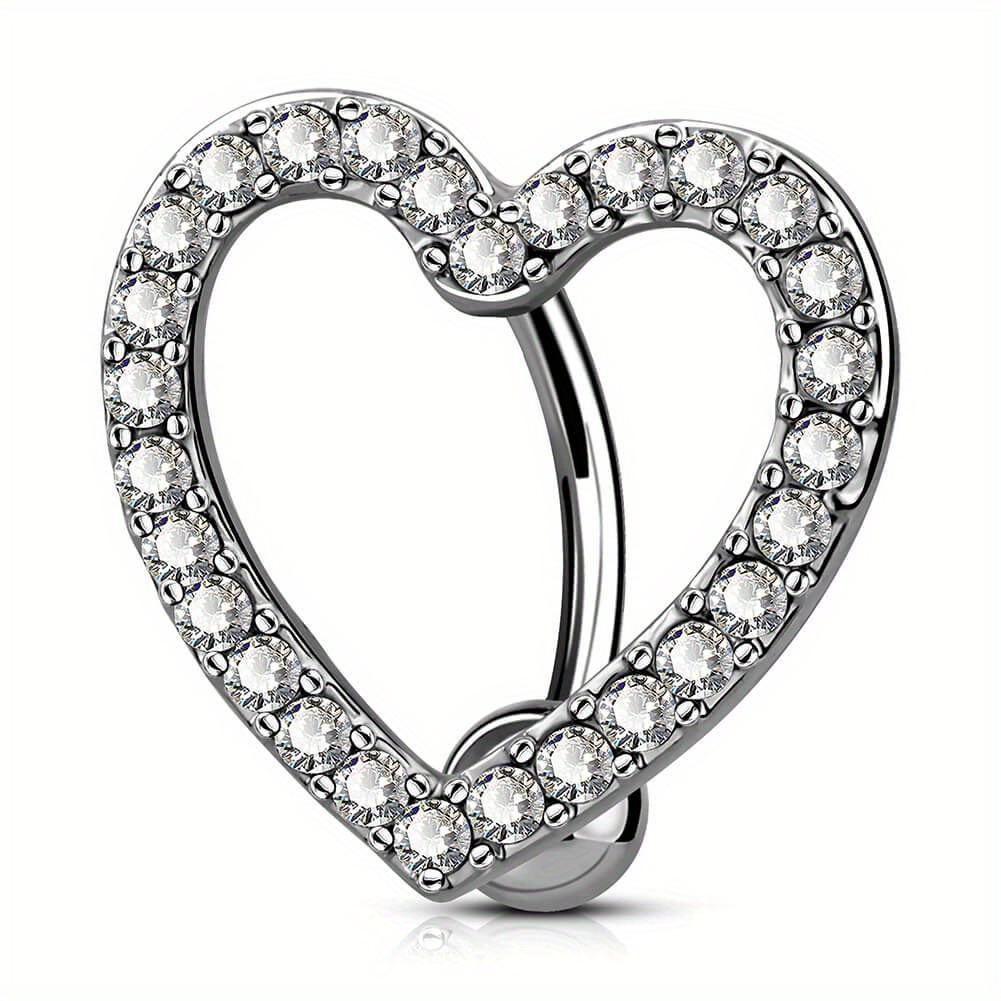 ☆nff☆ heart button ring nff7 titanium heart cz reverse belly button ring - Temu