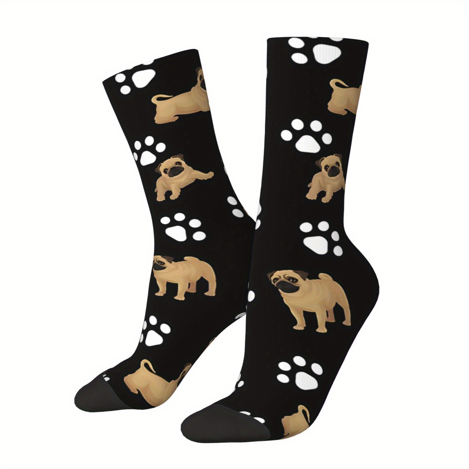 

Pug Bulldog Pattern 3d 1 Pair Men's Novelty Mid-calf Crew Socks, Breathable Comfy Casual Socks Fashion Sports Socks As Holiday Gifts