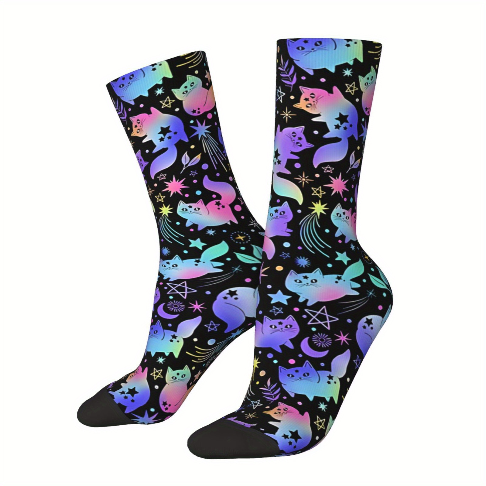 

Funny Rainbow Starry - Vintage Style Novelty Socks, Seamless Crew Design, Breathable Polyester , Happy, Crazy Sock