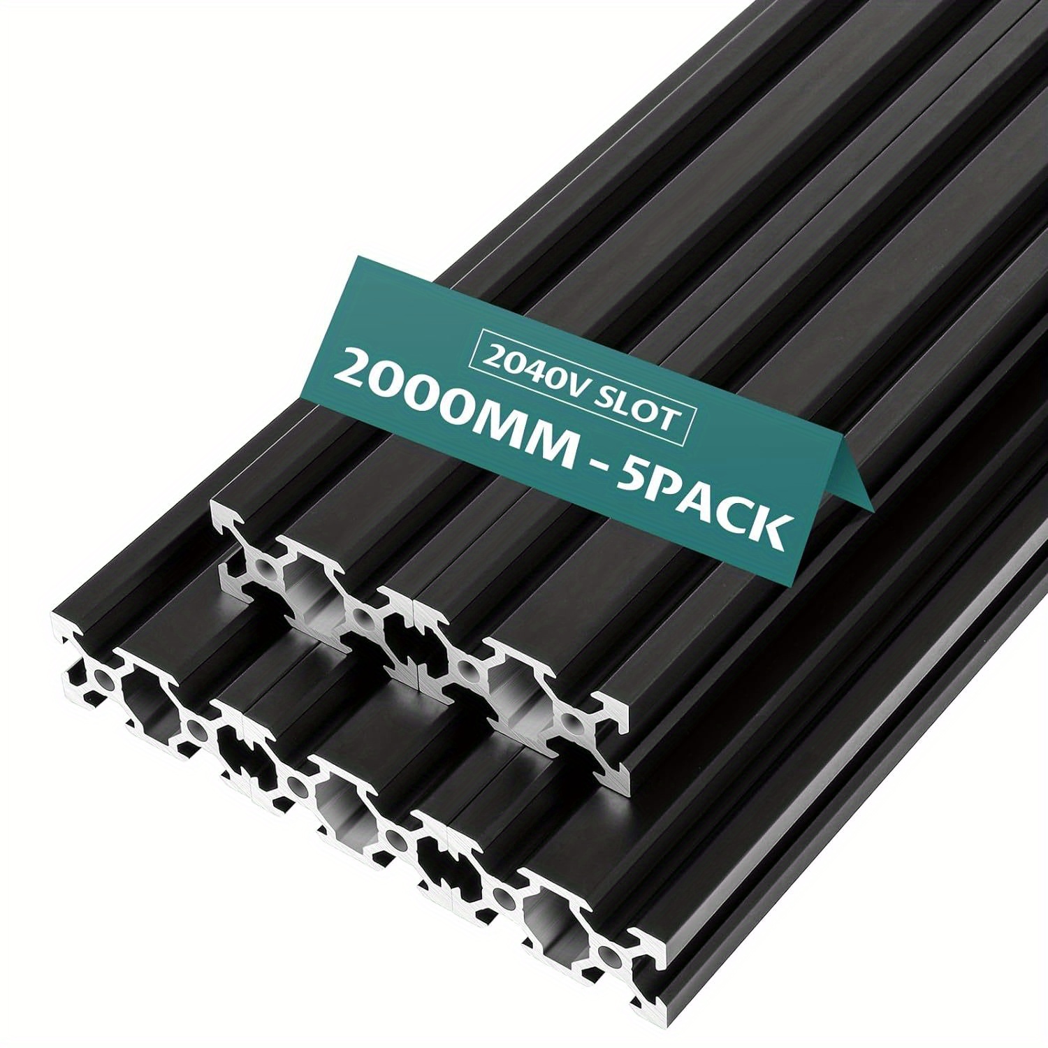 

2000mm 5pcs Blackaluminum Extrusion European Standard 2040 V Slot Anodized Linear Rail For 3d Printer Parts And Cnc Diy