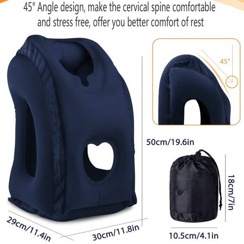 ergonomic inflatable travel pillow with neck and head support patented for easy inflation and deflation air travel pillow for sleep avoiding neck and shoulder comfortable support for head and waist suitable for long flights