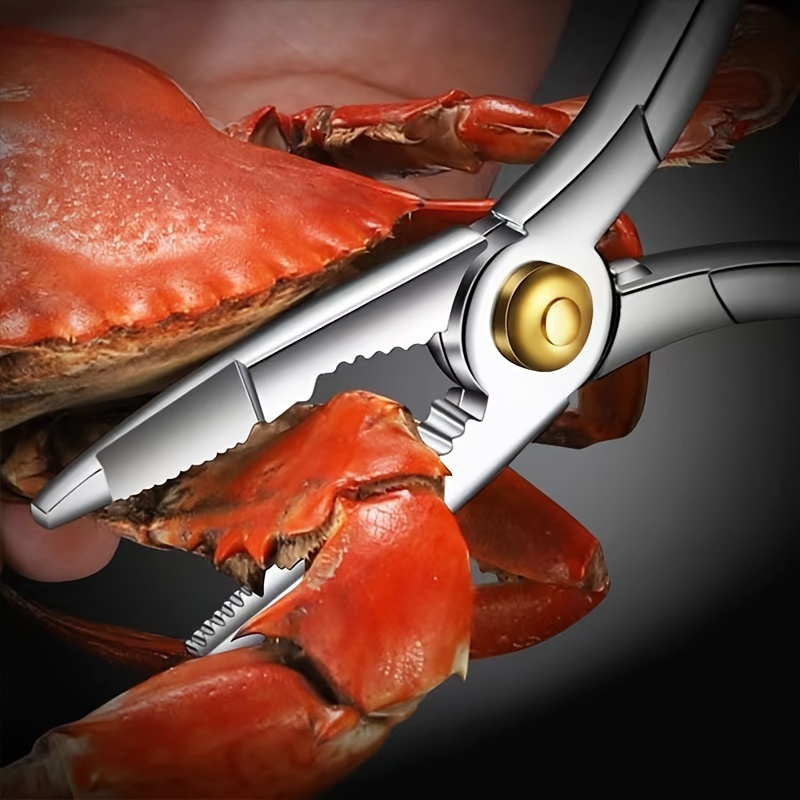 

Stainless Steel Seafood Pliers And Crab Cracker - Professional Kitchen Tool For Crab Legs, Lobster, Shrimp - Seafood Shell Cracker With Spoon - Silver Dining Accessories