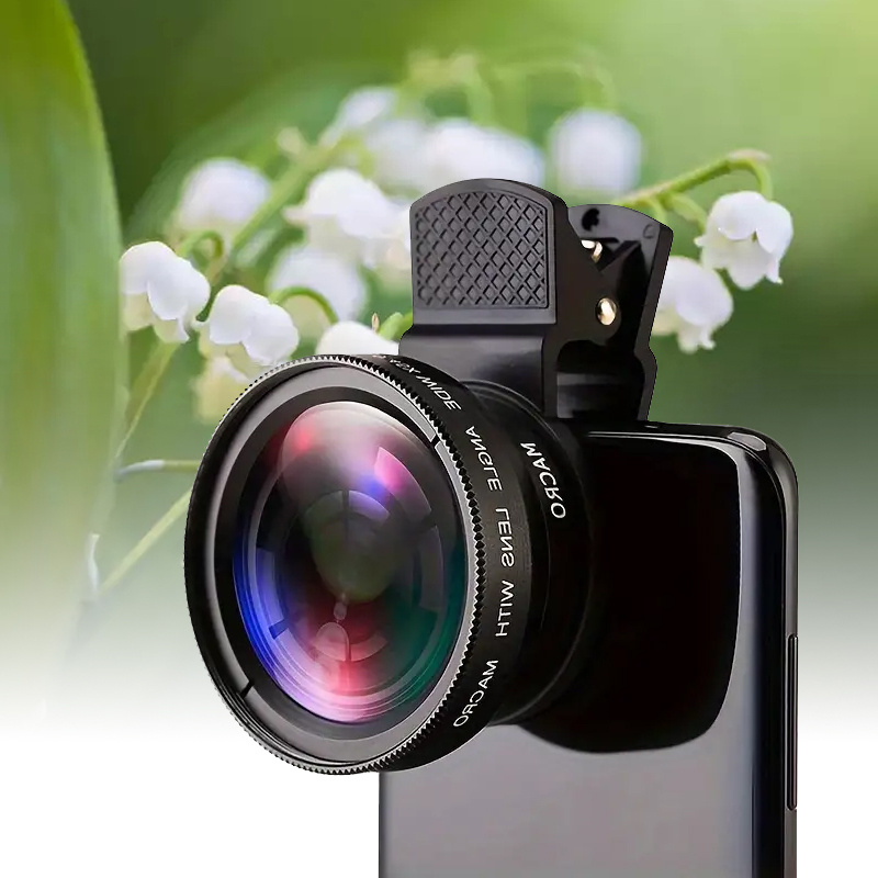 

0.45x 2-in-1 Macro Lens For Smartphones, Powerful Hd Clip-on Camera With Optical , Fish-, Compact Storage Bag Included,