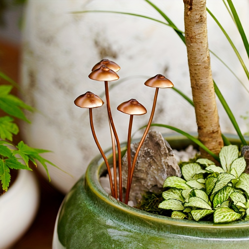 

Rustic Copper Mushroom Statue: Perfect For Bonsai, Potted Plants & Outdoor Garden Decor - Ideal Thanksgiving Gift