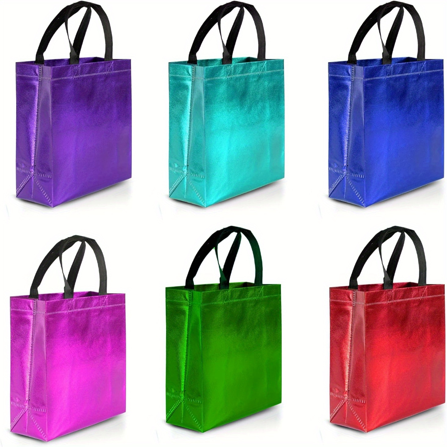 

12pcs Hot Pink Gift Bags Reusable Gift Bags With A Glossy - Perfect As Pink Goodie Bags, Birthday Bags, Party Favor Bags, Pink Blue Green White Light Green Black