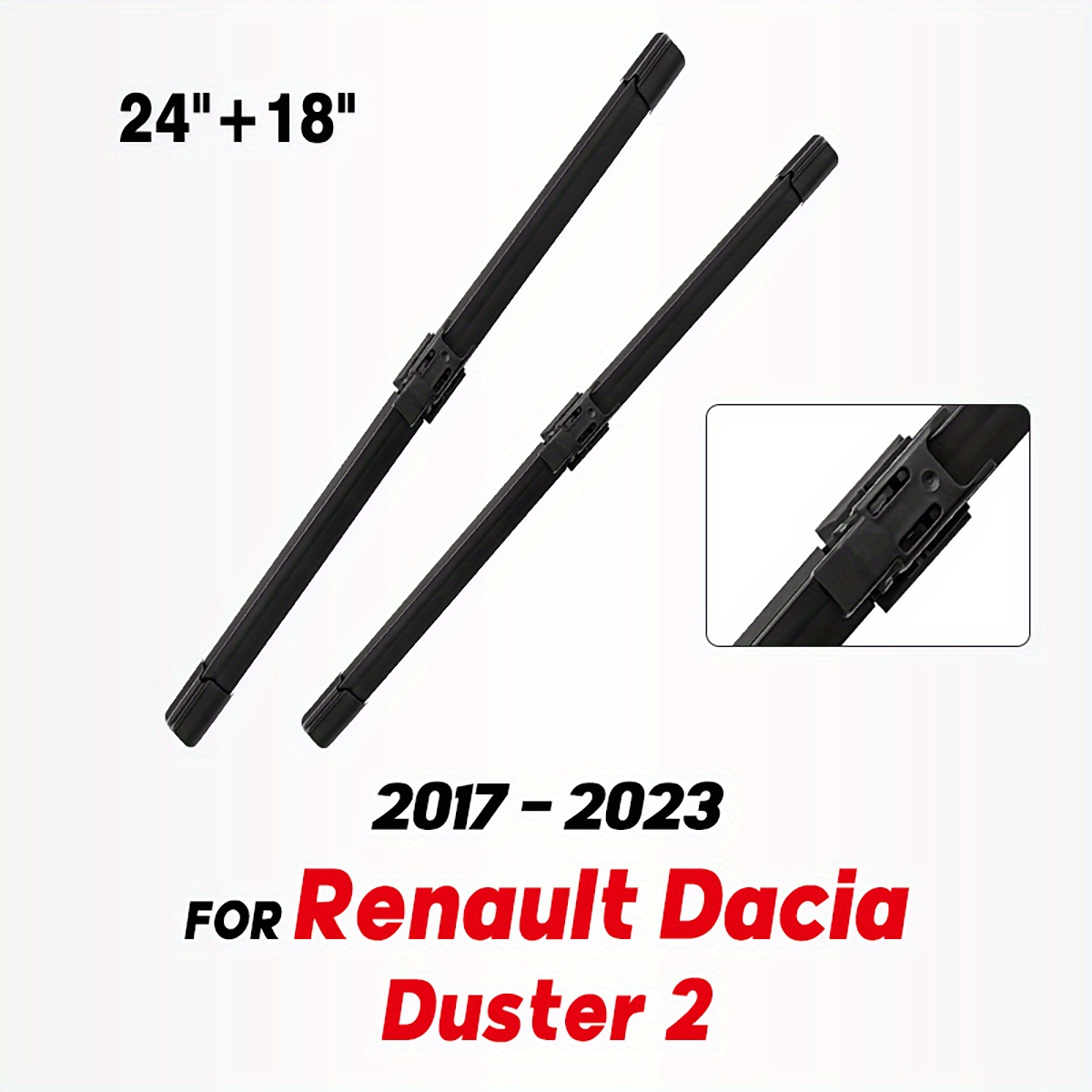 TEMU Wiper Lhd Front Wiper Blades For Renault Duster Mk2 2017 - 2023 Windshield Windscreen Window Rain Brushes 24" 18"