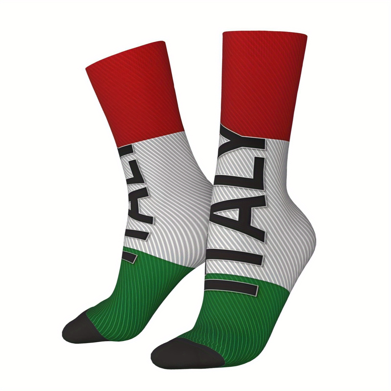 

Italy Flag Pattern 3d 1 Pair Men's Novelty Mid-calf Crew Socks, Breathable Comfy Casual Socks Sweat-absorbing Fashion Sports Socks As Holiday Gifts