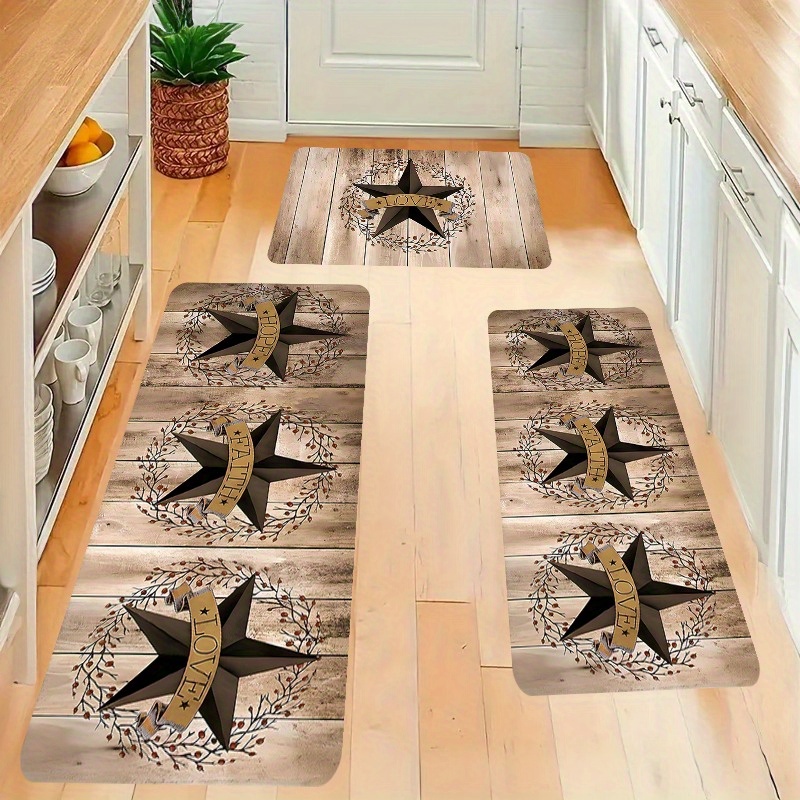 

Festive Western Rustic Kitchen Rugs: 1pc Farmhouse Country Kitchen Floor Mat With 1cm Thick Foam - Perfect For Your Home Kitchen