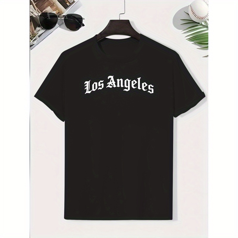 

Los Angeles Creative Print Cotton T-shirt For Boys, Short Sleeve Summer& Spring Top, Comfort Fit, Stylish Streetwear Crew Neck Tee