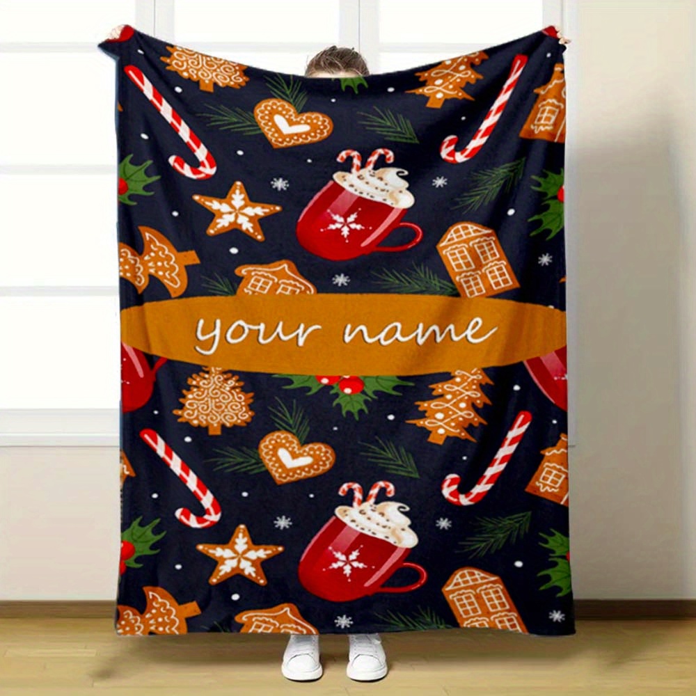 

Personalized Christmas Blanket With Custom Name - Soft, Polyester Throw For Travel, Camping, Sofa & Home Decor