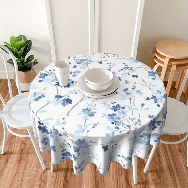 

1pc Country Floral Round Tablecloth - Stain-resistant, Washable Microfiber For Kitchen & Dining Room Decor, Perfect For Holiday Parties & Gifts Small Table Cloth Small Round Table Cloth