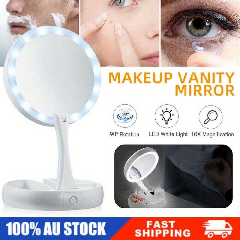 TEMU Portable 10x Magnifying Usb Makeup Cosmetic Beauty Mirror With Led Light Travel
