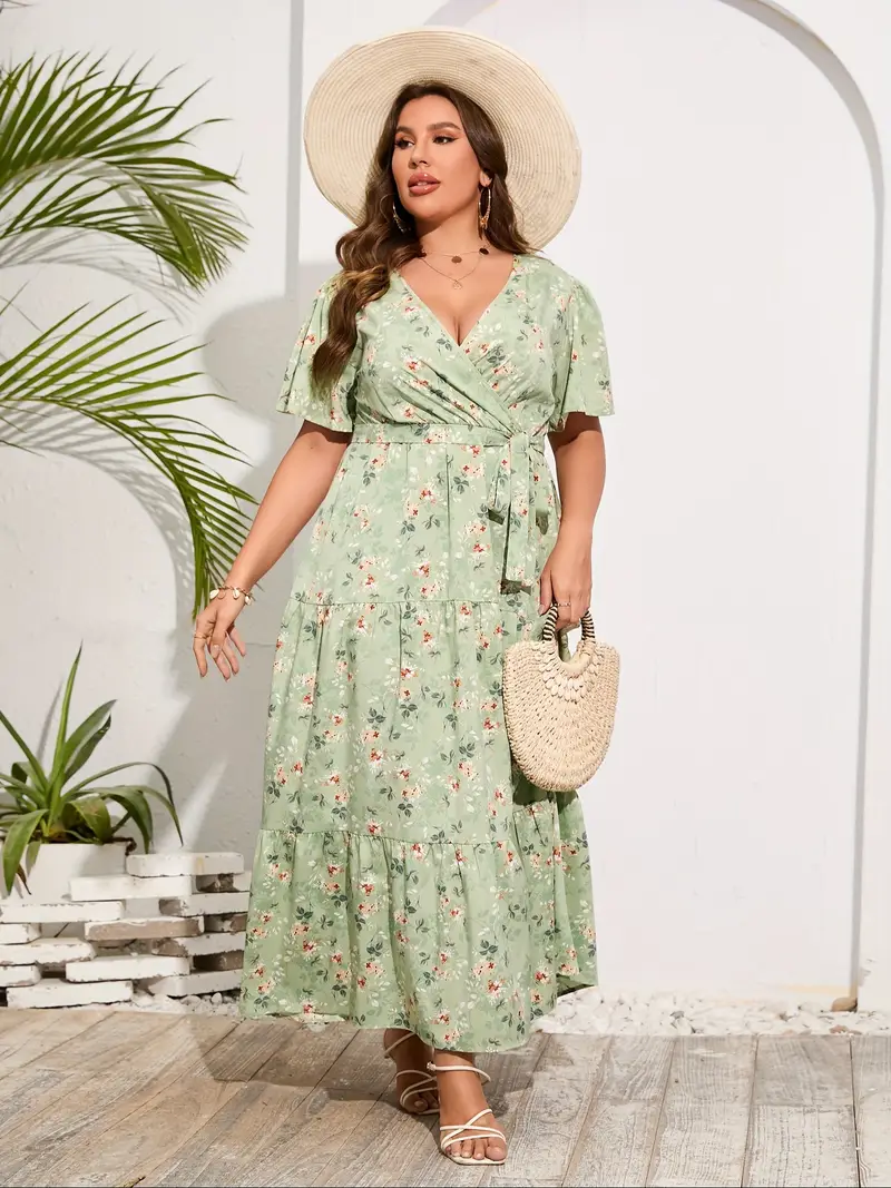 womens layered dress Wedtrend Women Elegant Tiered Maxi Dress White Blue Flower A Line Spaghetti Straps Print Wedding Party Dress, White Blue Flower / US10