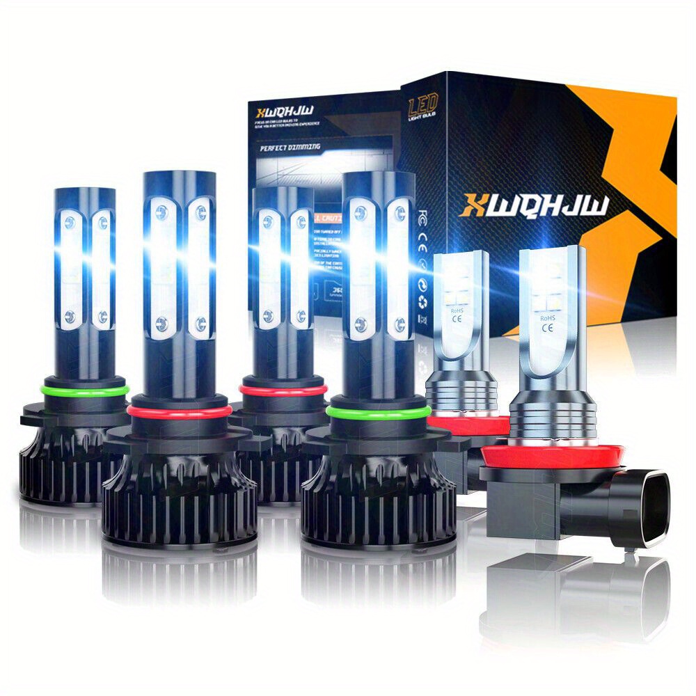 TEMU For (year:2007-2011) Led Headlight Bulbs High/ Low+fog Light Combo Kit 9005/ Hb3+9006/ Hb4+h11, 6000k Cool White, Plug And Play, Pack Of 6, Without Battery