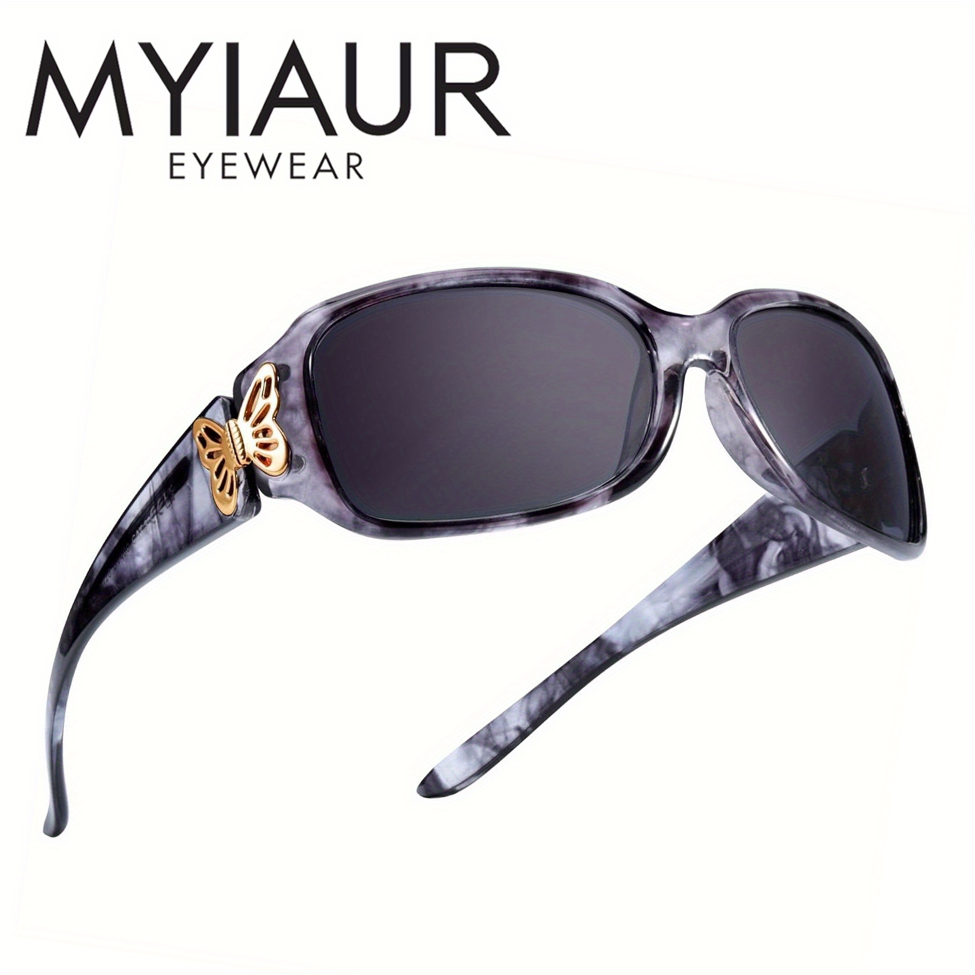 

Myiaur Sunglasses For Women Polarized Uv400 Protection Wrap Around Glasses Trendy Butterfly Decor Fashion Accessories