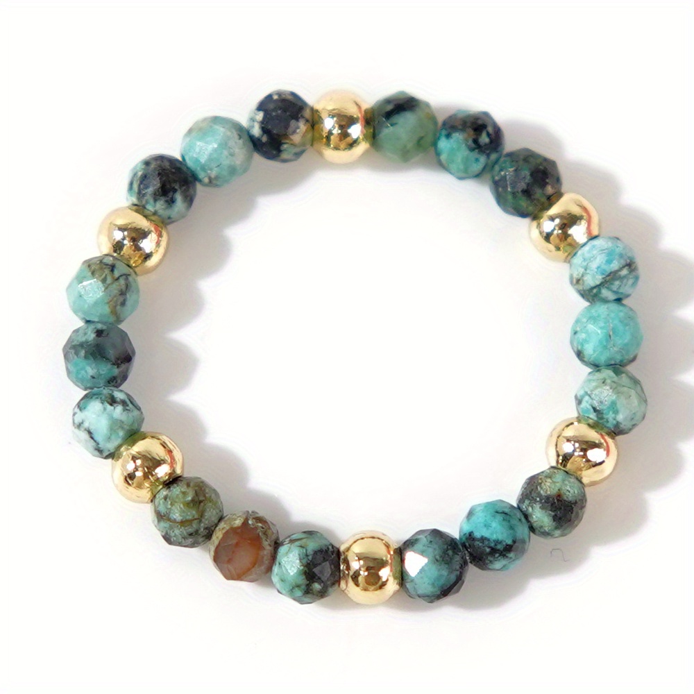 1pc Spring Summer Bohemian Natural Stone Bead Ring Beautiful Small Bead Jewelry Boho Handcraft Stackable African Stone Ring Women 2024 Gemstone Couple Gift