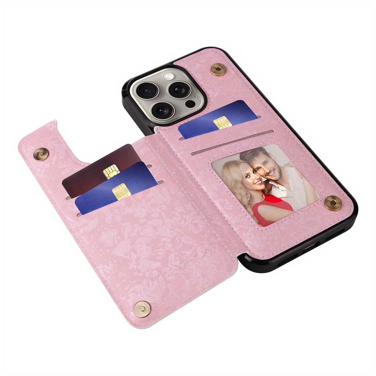 Wallet Case For IPhone 15/14/13/12/11 Pro Max With Card Holders, Faux Leather Cover Kickstand RFID Blocking Double Magnetic Clasp Rilievo Flower Shockproof Flip Case For Women Girls