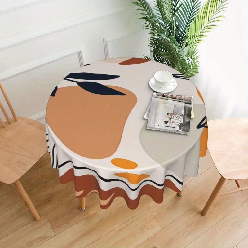 

Modern Geometric Floral Round Tablecloth - Stain-resistant, Washable Microfiber For Kitchen & Dining Room Decor, Perfect For Holiday Parties & Gifts