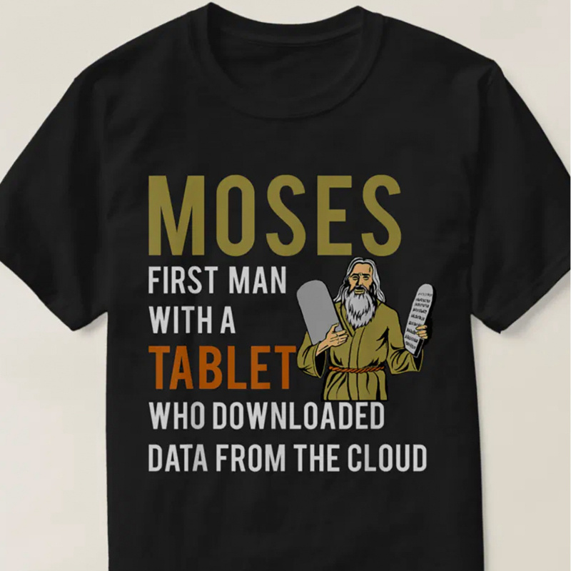 

1pc Funny Jewish Passover Moses Tablet Data Cloud Comp T-shirt