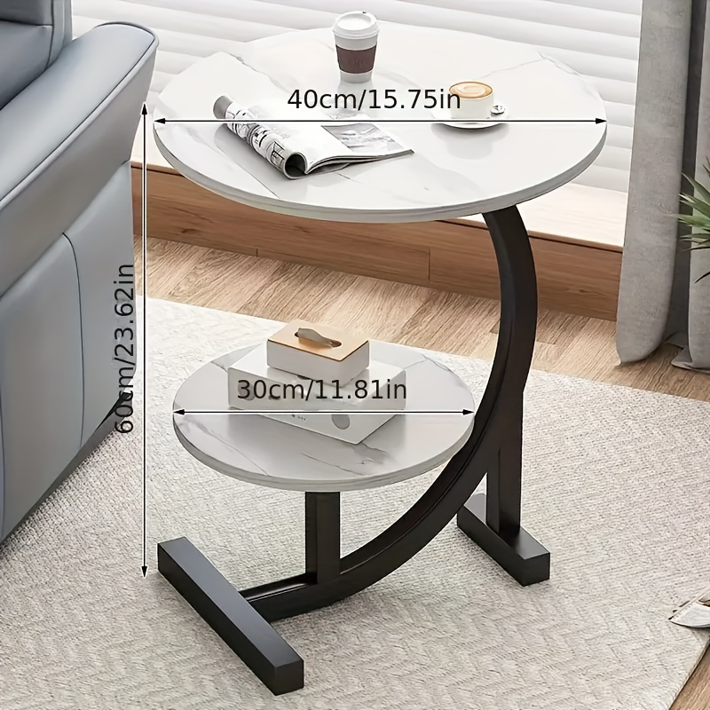 

Versatile Double-layer Round Bedside Table - Sleek Metal Design, Perfect For Living Room & Bedroom