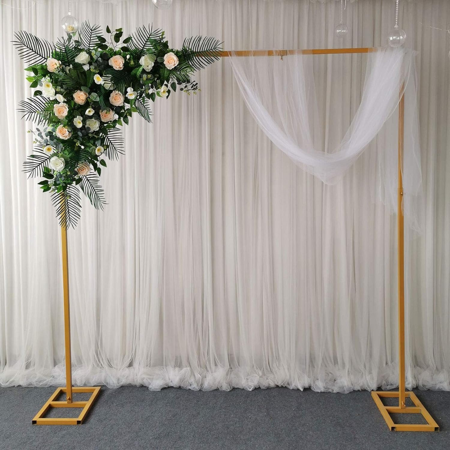 

9.8ftx9.8ft Square Backdrop Stand, Yellow Wedding Arches For Ceremony, Rectangular Metal Balloon Arch Stand Adjustable Garden Arbor Frame For Wedding Birthday Party Photo Booth Background Decoration