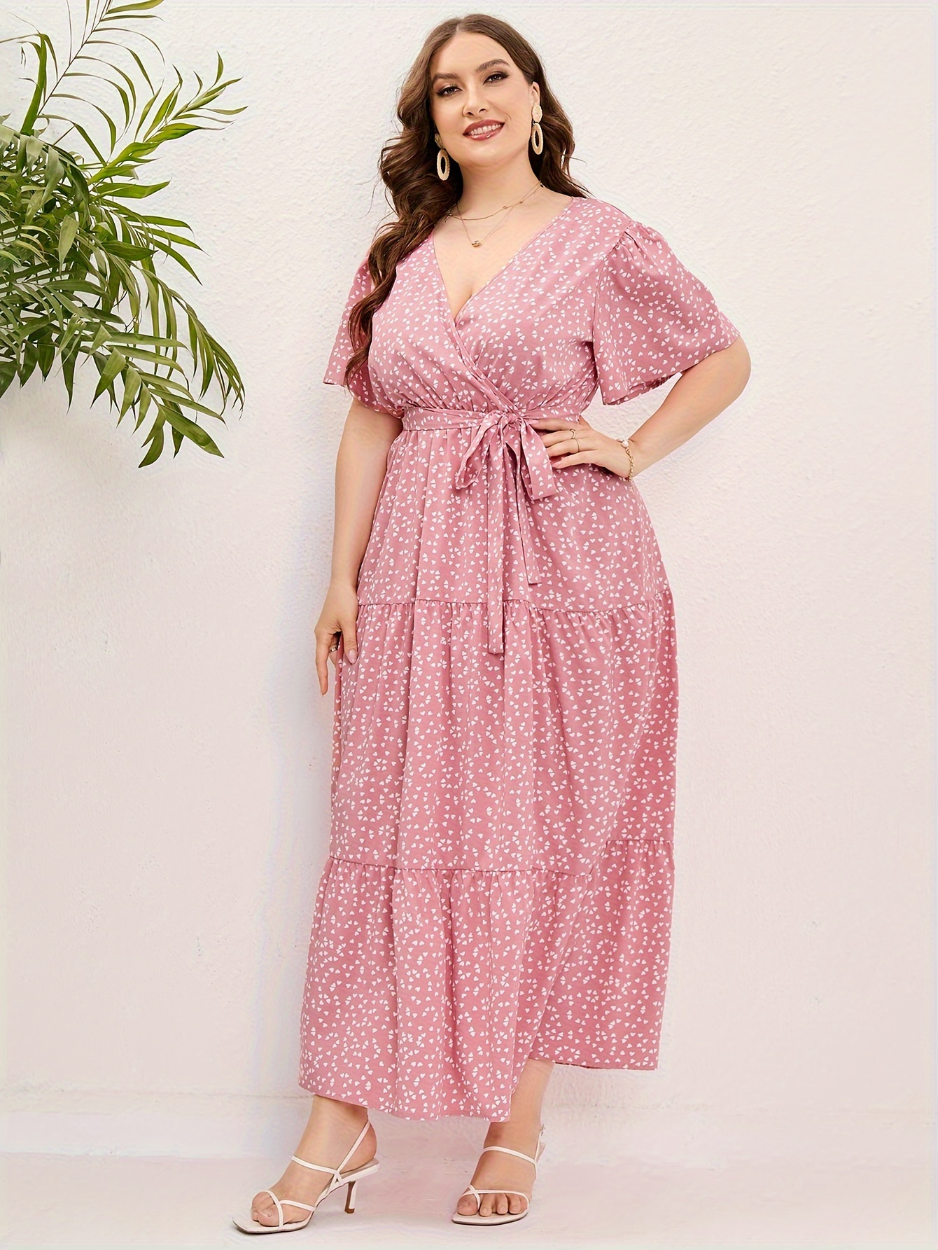 Robe Longue Femme Portefeuille Col V Manches Longues - Taille Empire Plissée Avec Poches