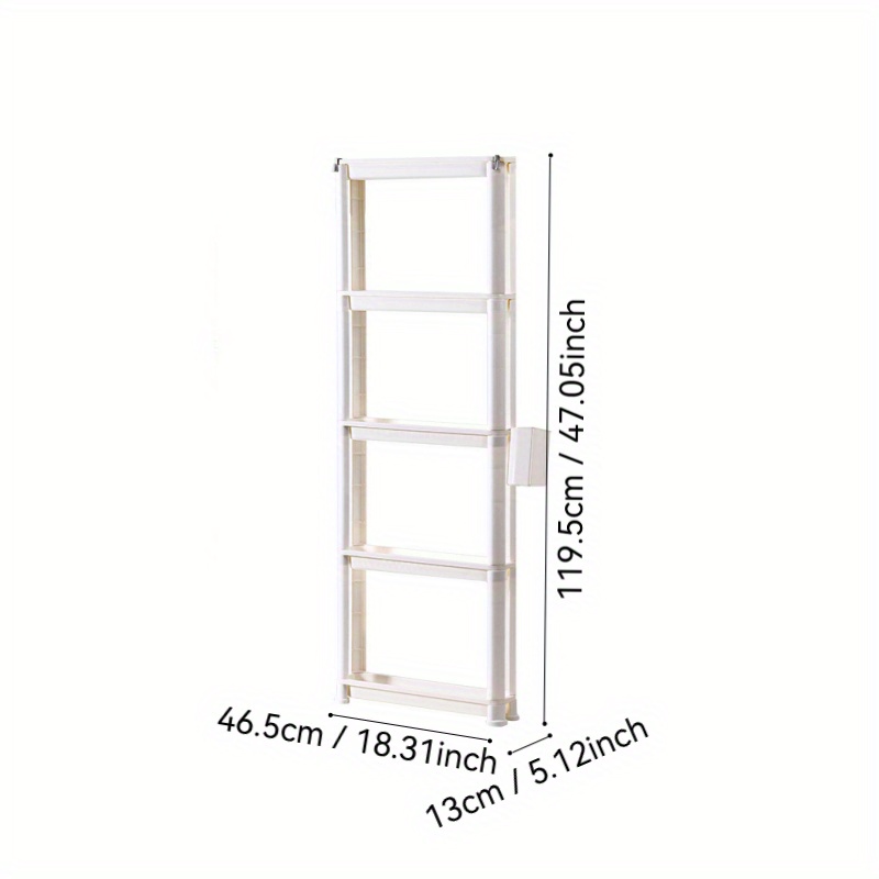 

Versatile Multi-layer Storage Shelf With Wheels - Perfect For Kitchen & Bathroom, Fits Refrigerator Door Gap, Includes Hanging Basket