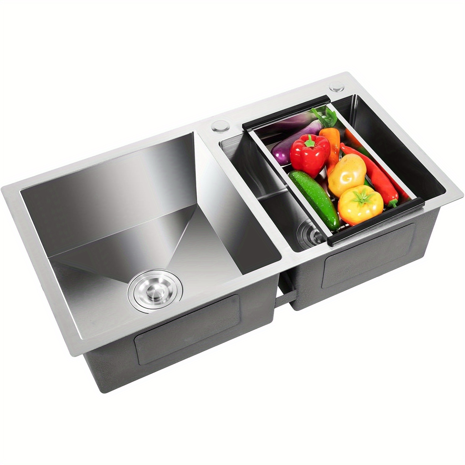 

Stainless Steel Kitchen Sink Undermount Kitchen Sink Double Bowl, Kitchen Sinks Equal Bowls Anti-condensation Sub-layer Equal Bowls Sink