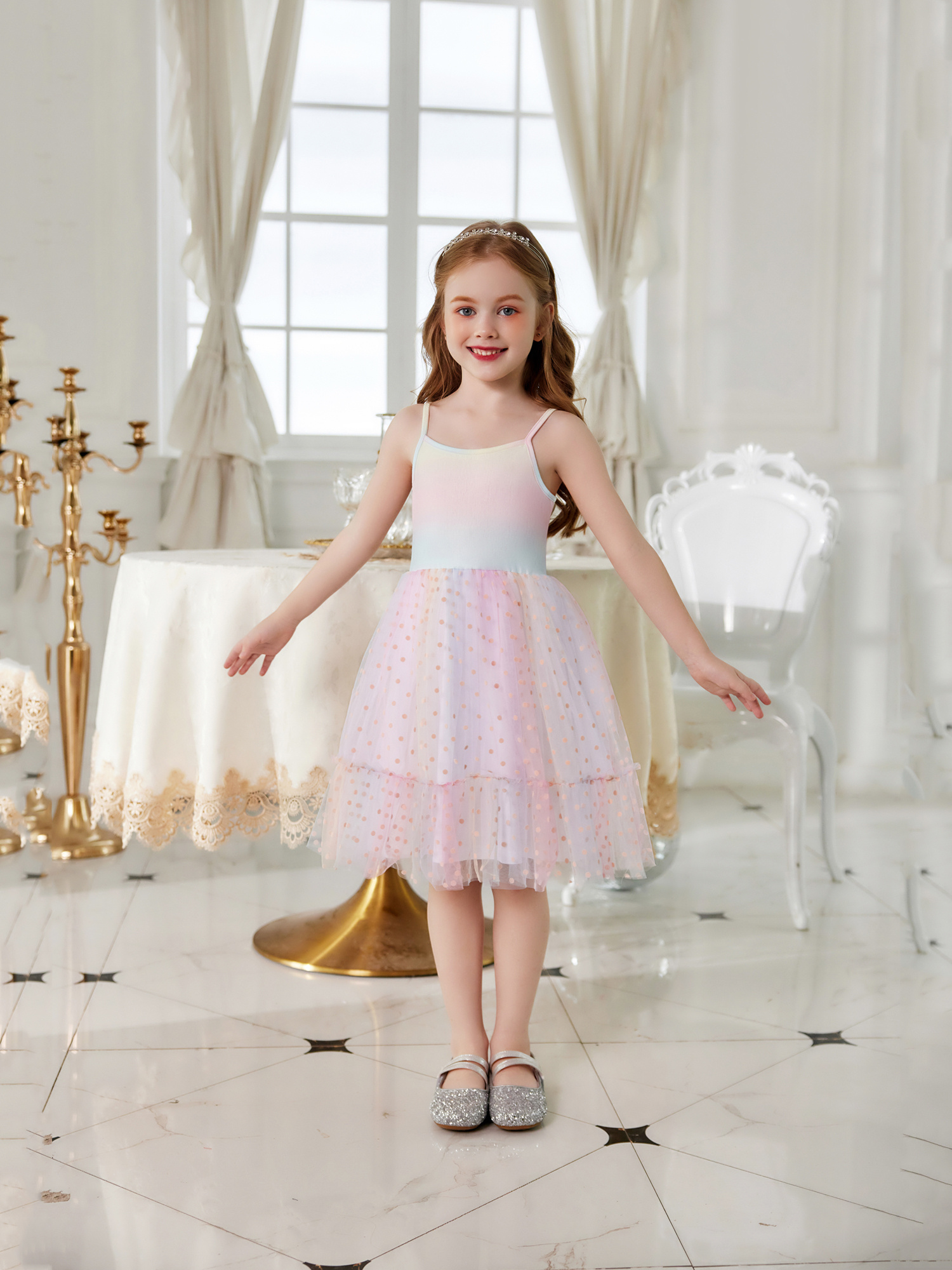 rainbow tutu dress girls sleeveless tulle party - Temu