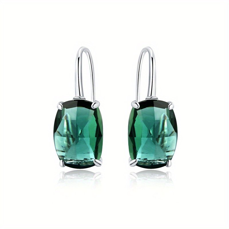 TEMU 1 Pair Oval Cut Green Purple Earrings Silvery Color Earrings Drop Earrings Jewelry Unisex Earrings