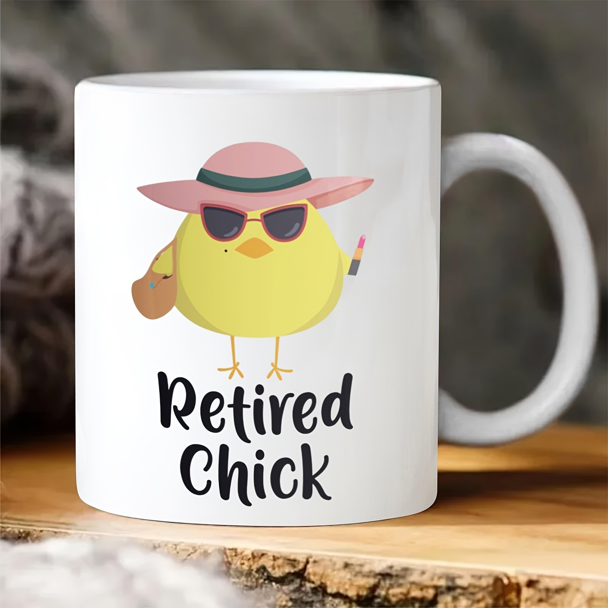 

1pc, Fun Retirement Party Coffee Cup, Ceramic Cup Double-sided Design, Retirement Chicken Cup, Retirement Gift, Gift For Retired Colleagues, Coffee Cup, Teacup, Beverage Ware, Home Decor, Cool Stuff