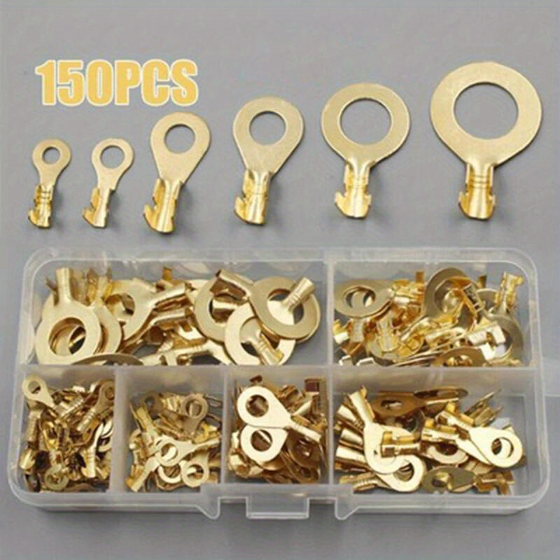 150pcs Copper Wire Lugs Kit Non Electronic Plug In Crimp Connector ...