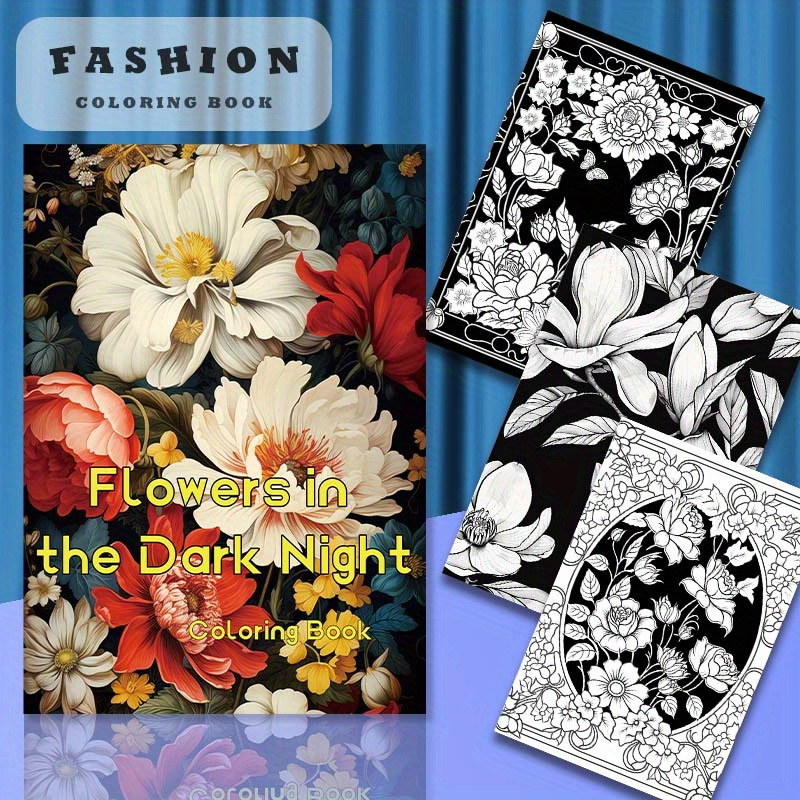 

Luxury Floral Night Coloring Book, 22 Pages Paper, & Gift, Soft Cover, No Feather, Stationery Notebook For Health & Home Supplies