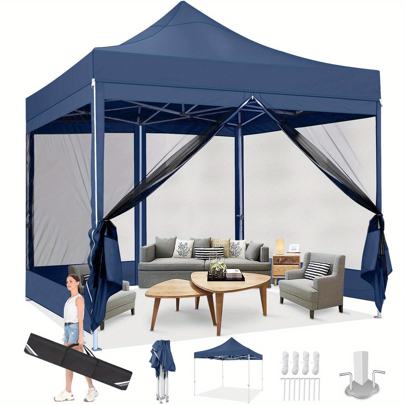 

Hoteel 10x10ft Pop-up Playground Awning With Removable Side Wall And Mesh, Waterproof Stability, Uv Protection, With Tote Bag, Suitable For Outdoor Use