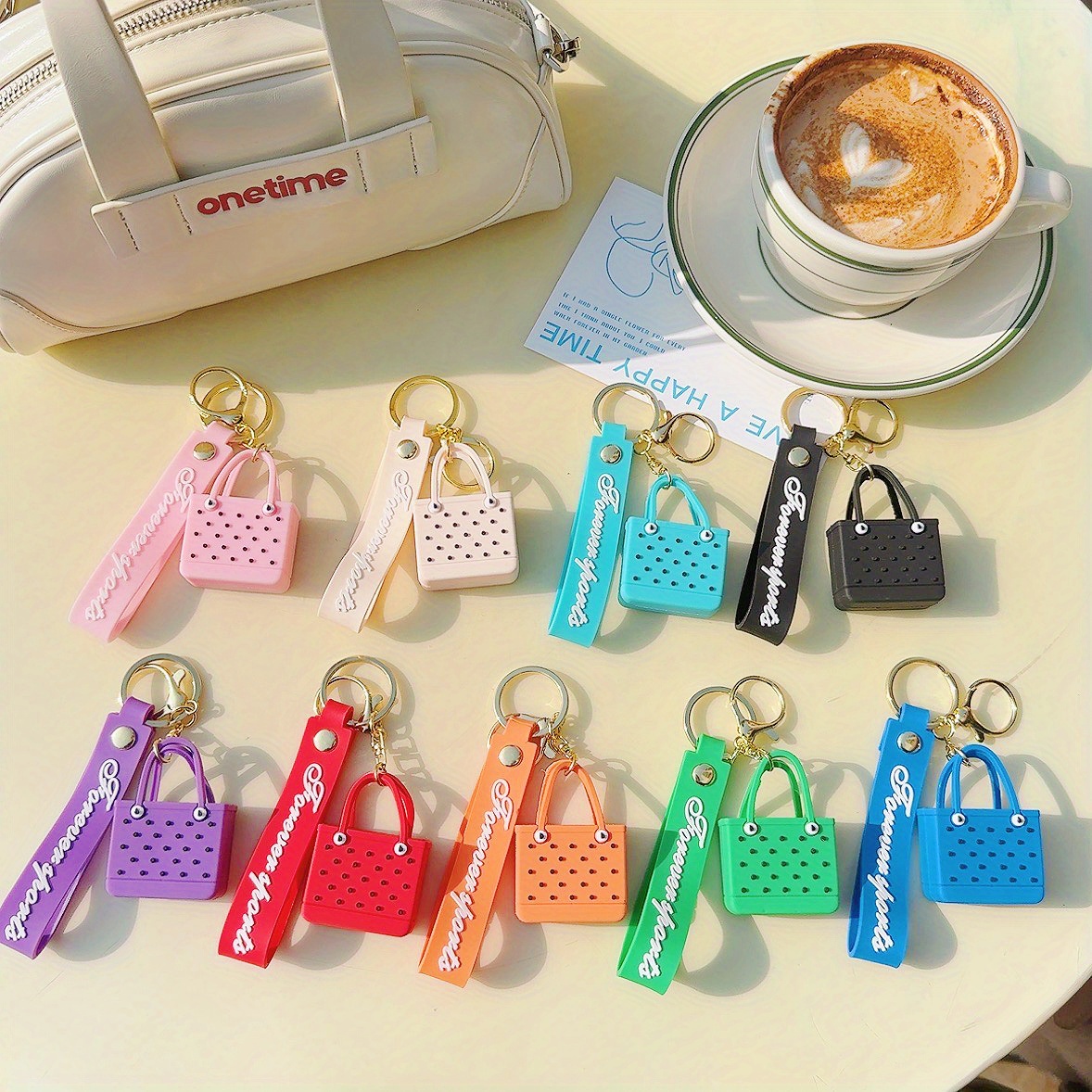 

2 Pcs Beach Bag Keychains - Colorful, Silicone, And Fashionable For Car Enthusiasts