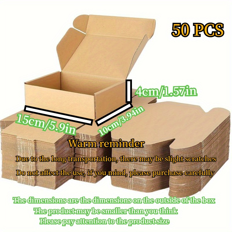 E-shop 50 Premium Kleine Versandkartons - 15,01x10,01x3,99cm Dreifache Stärke, Geruchloser Wellpappe - für Bastelarbeiten, Elektronik Handgefertigte