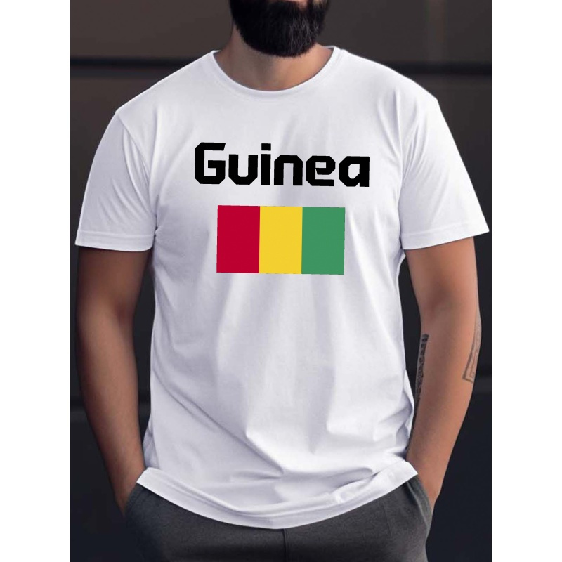 

T-shirt à col rond et manches courtes pour homme, imprimé drapeau de la Guinée, t-shirt à la mode, haut décontracté, confortable et léger pour l'été