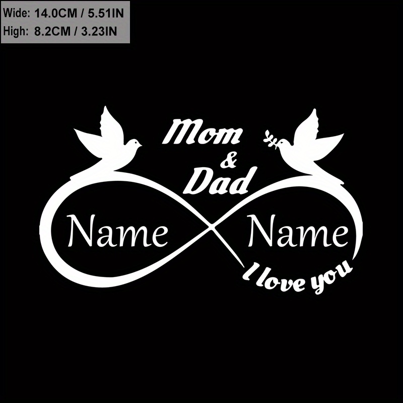 

Custom In Loving Memory Car Decal - Personalized Pvc Vinyl Sticker With Mom & Dad Text, Eternal Love Infinity Design With Birds, Remembrance Auto Window Decal - Adhesive Memorial Tribute