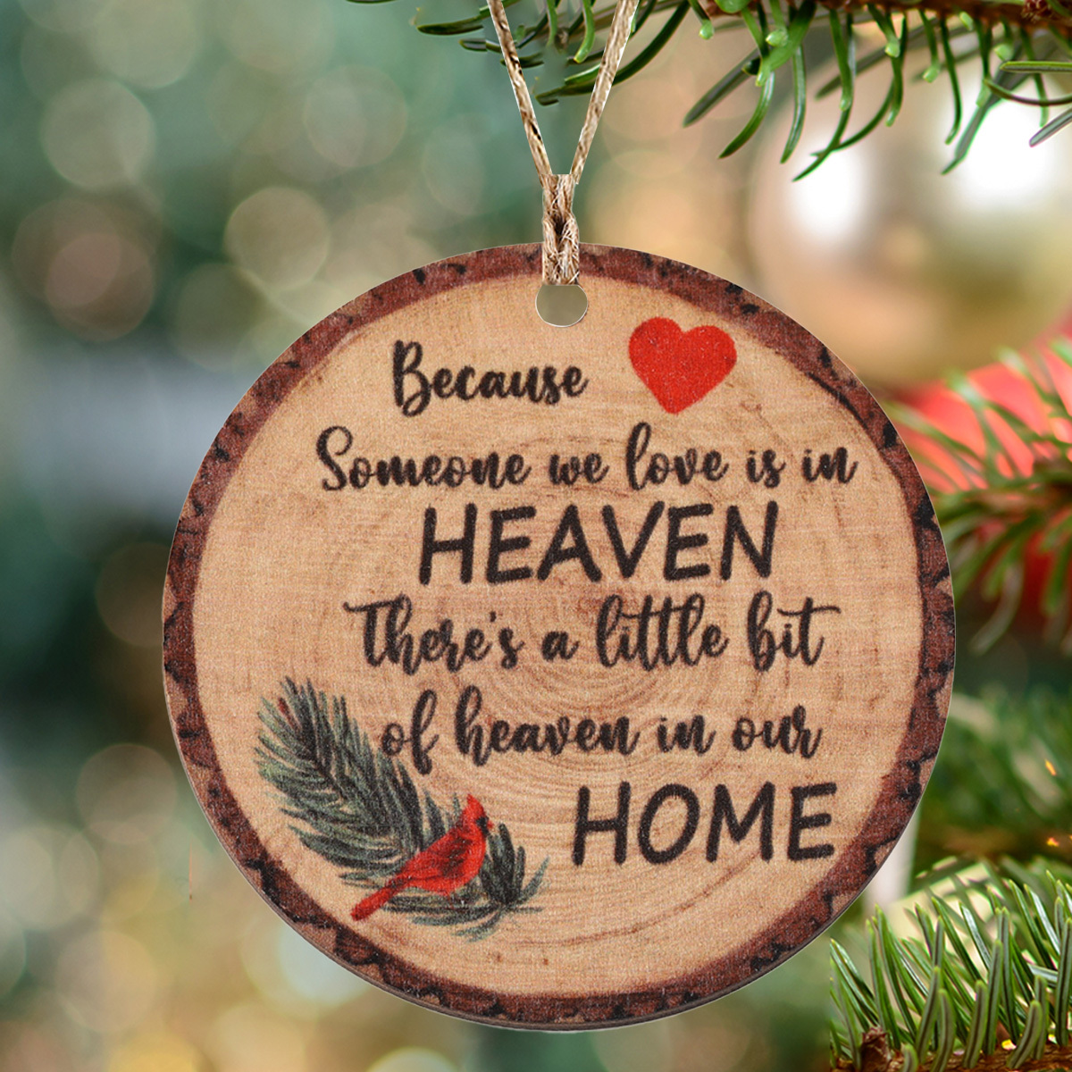 

Red-headed Bird Wooden Ornament - 'a Of Heaven In ' - Christmas Tree, Window & Fireplace Decor - Vintage Style Home Accent