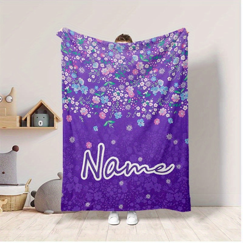 

Personalized Name Blanket - Soft, Cozy Purple Floral & Snowflake Design | Perfect For Birthdays, Weddings, Anniversaries & Valentine's Gifts | Versatile Use For Sofa, Bedroom, Office Decor