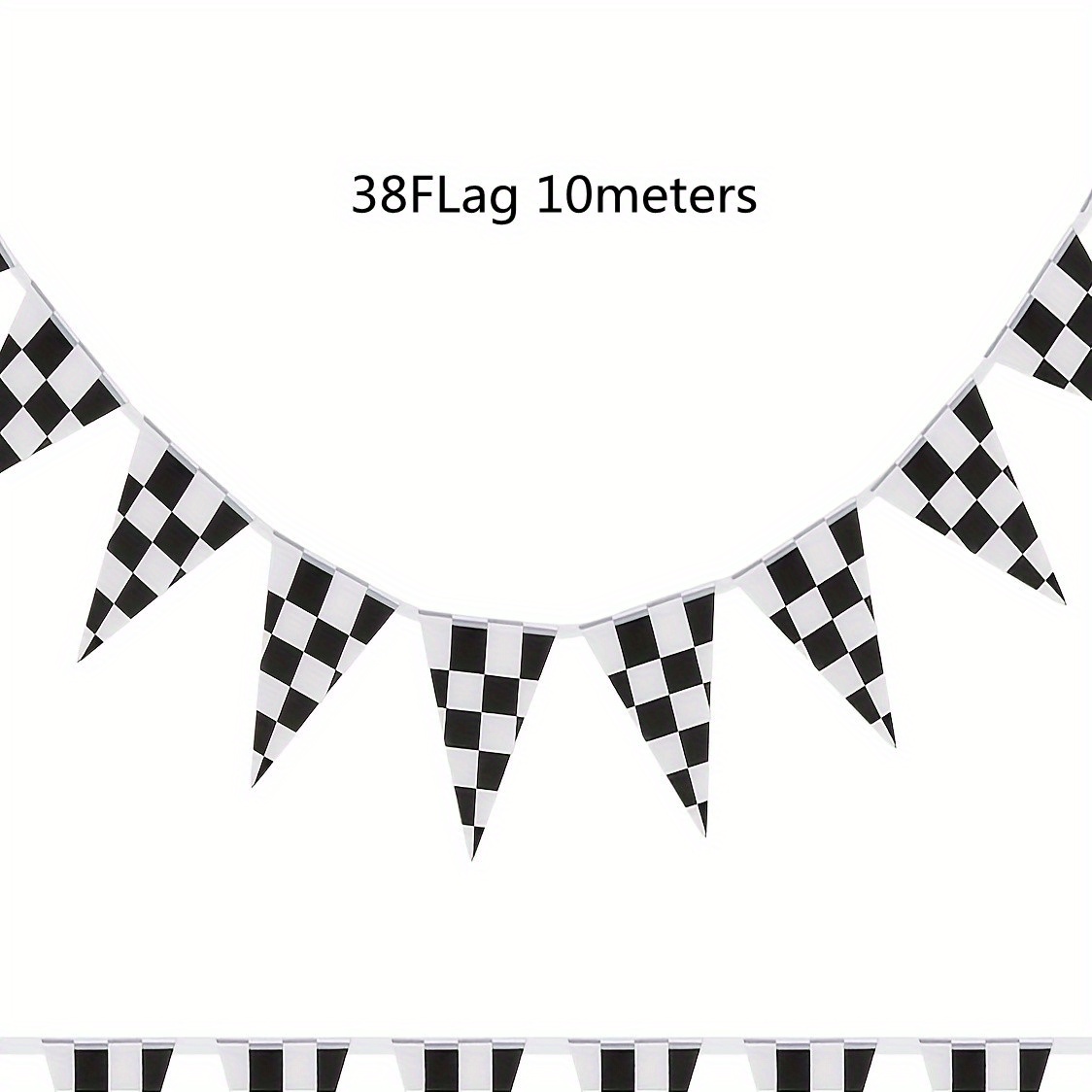 Image of 38pcs Pieces 10-meter Checkered - Racing Flags Suitable For Birthdays, Christmas, For Halloween, For Thanksgiving Party Decorations, Numbered Pennants For Races & Decor (10 Meter Length)