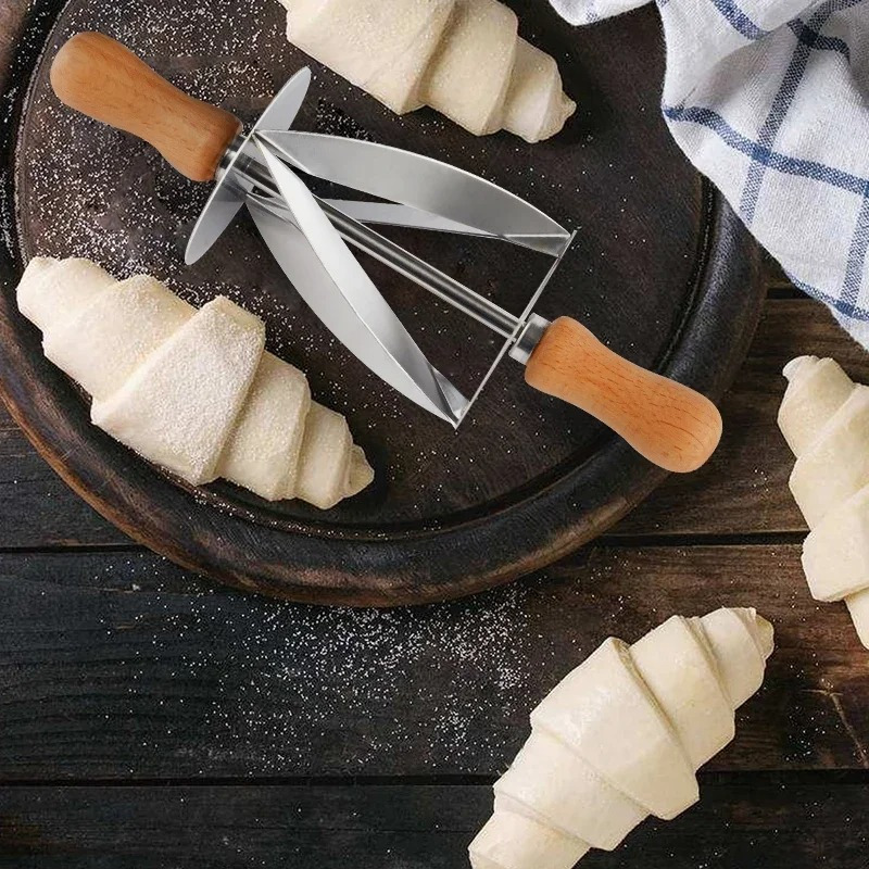 

1pc, Manual Croissant Roller Cutter With Handle, Pastry Dough Shaping Tool For Baking And Cooking, Kitchen Supplies