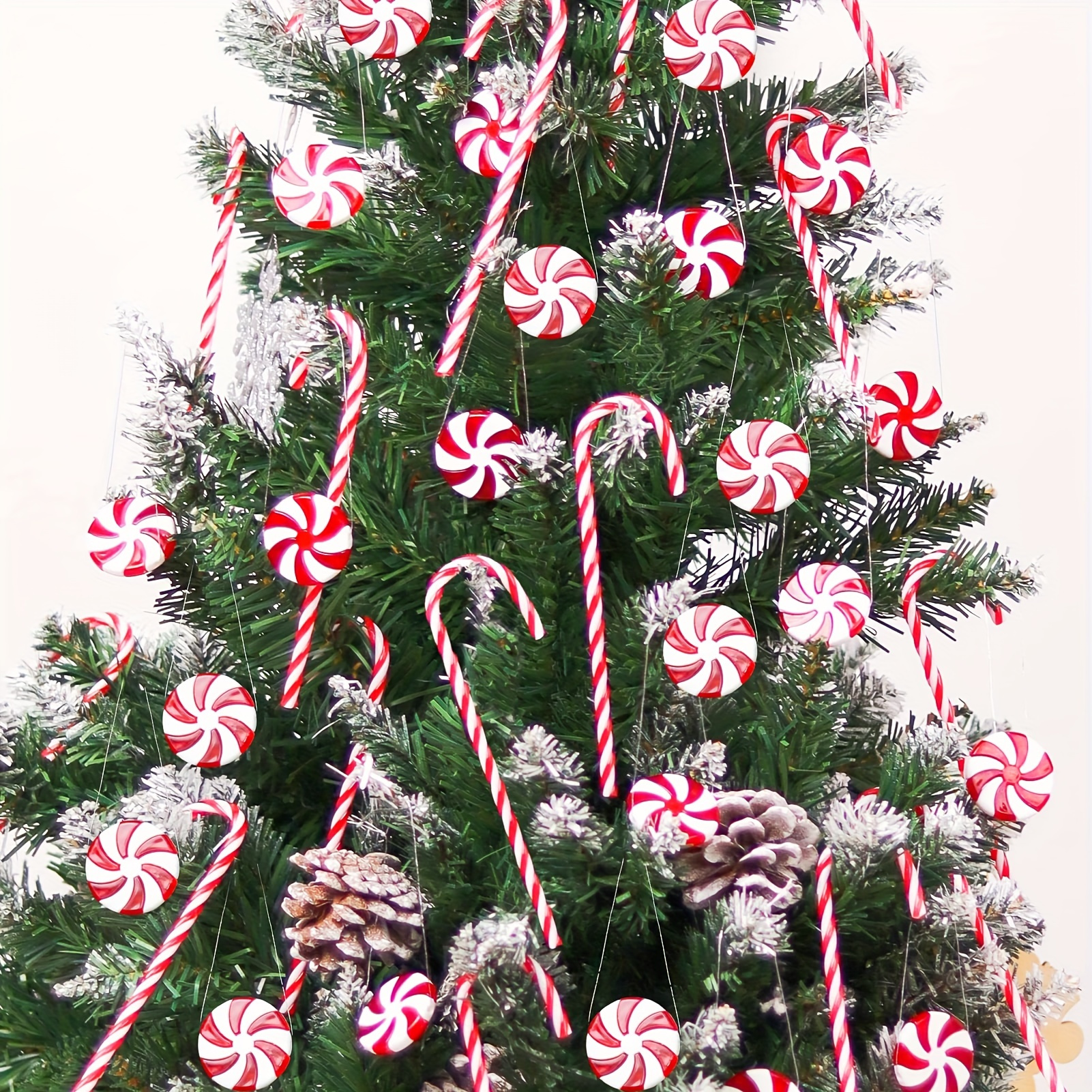 

30pcs Christmas Candy Canes & Peppermint Ornaments Set - Perfect For Tree, Wreaths & Holiday Decorations