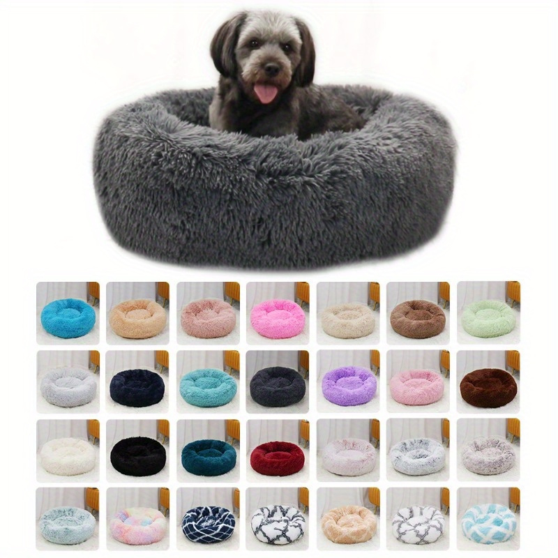 

Fluffy Plush Pet Bed For Cats & Dogs - Cozy Round Donut Cuddler Lounger | Soft Polyester Faux Fur Nest For Deep Sleep | All Breeds Nesting Cushions - Extra Small To Large Dogs | Machine Washable