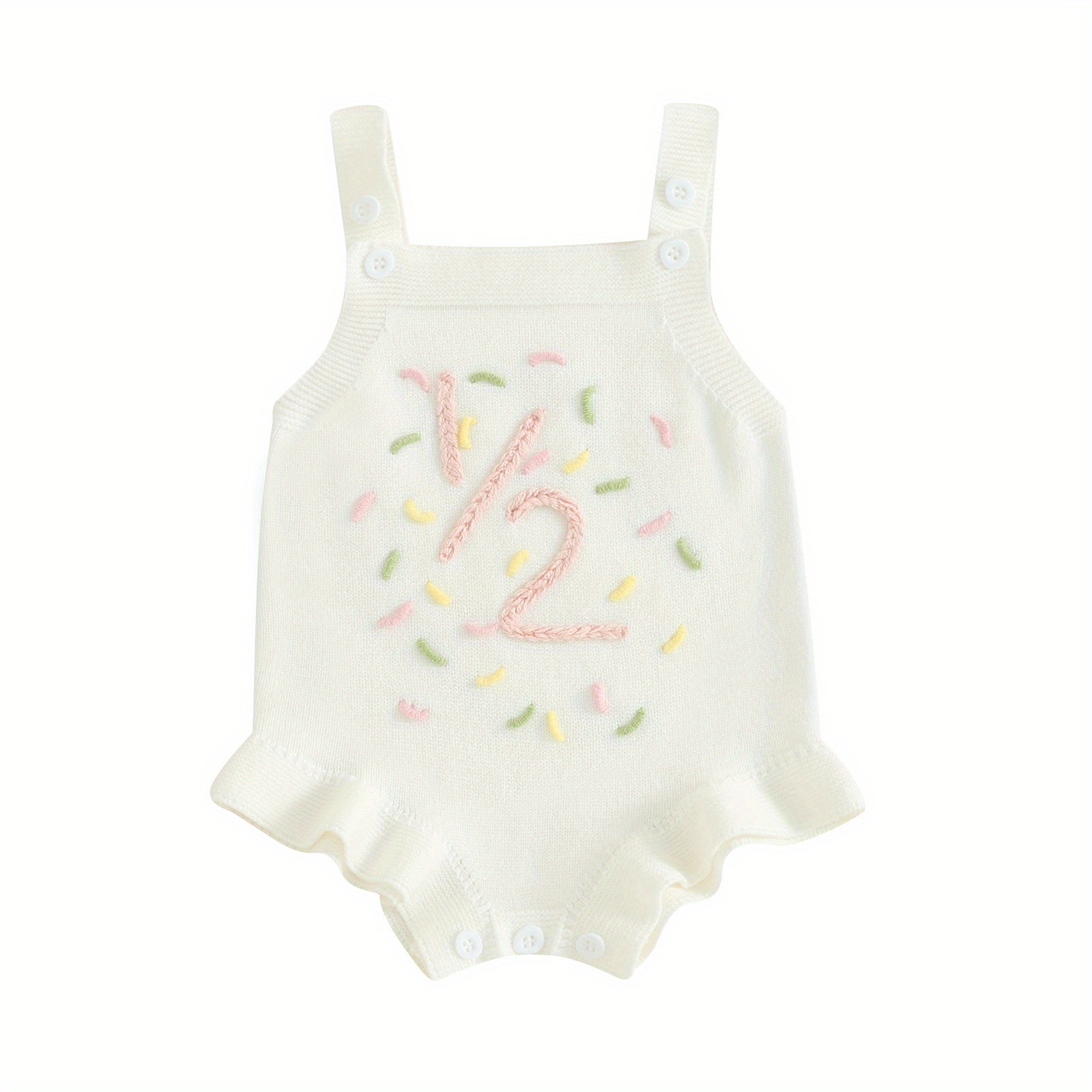 

Baby Girls Autumn Winter Romper Sleeveless Number/letter Embroidery Sweater Romper