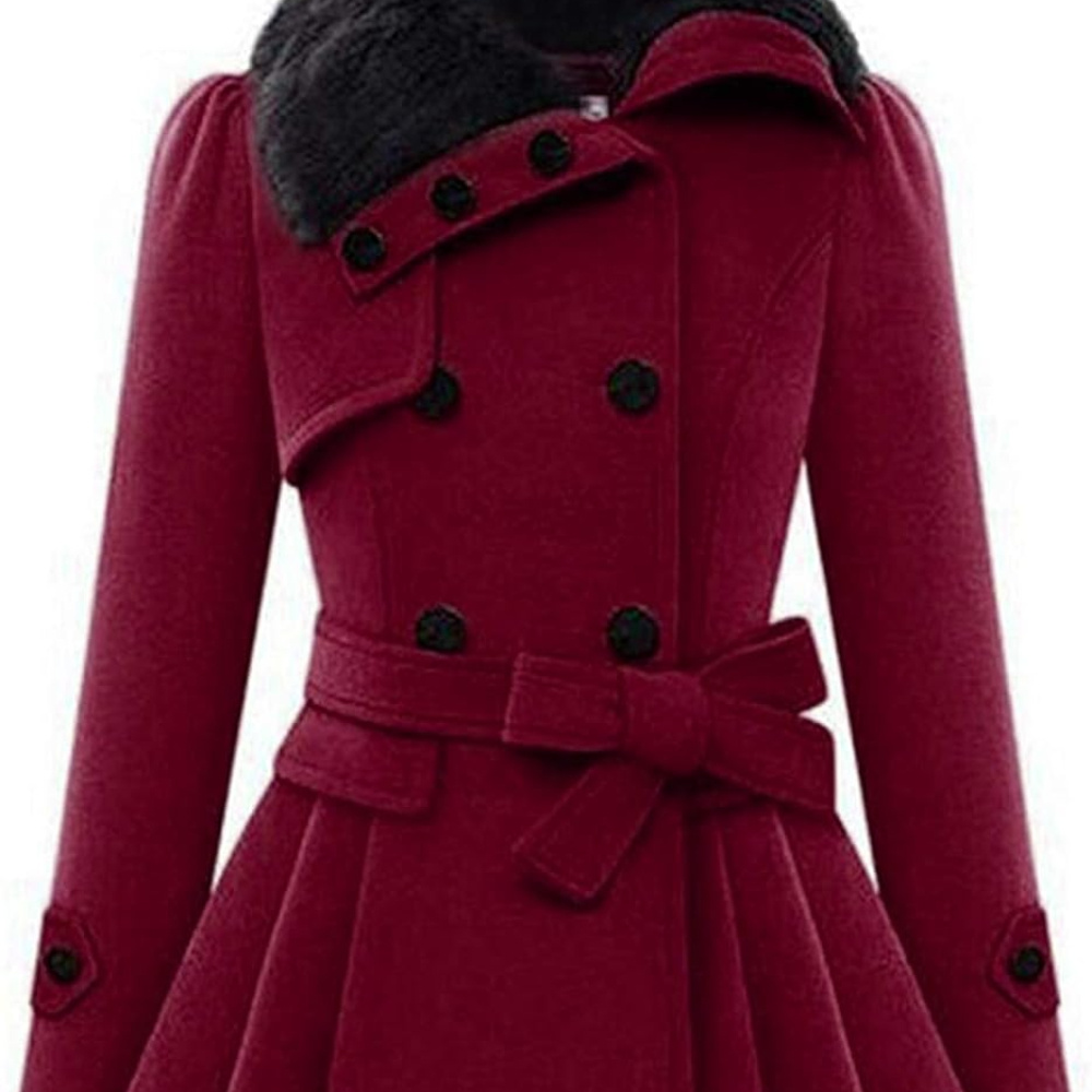 

Double Breasted Coat, Casual Long Sleeve Winter Warm Outerwear, Women's Clothing