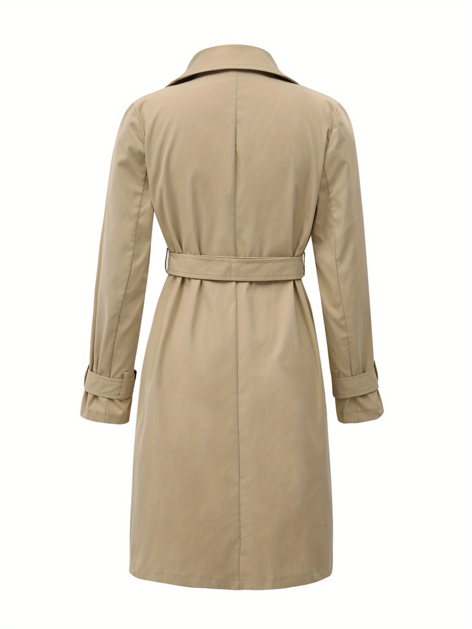womens double breasted trench coat belt classic lapel - Temu