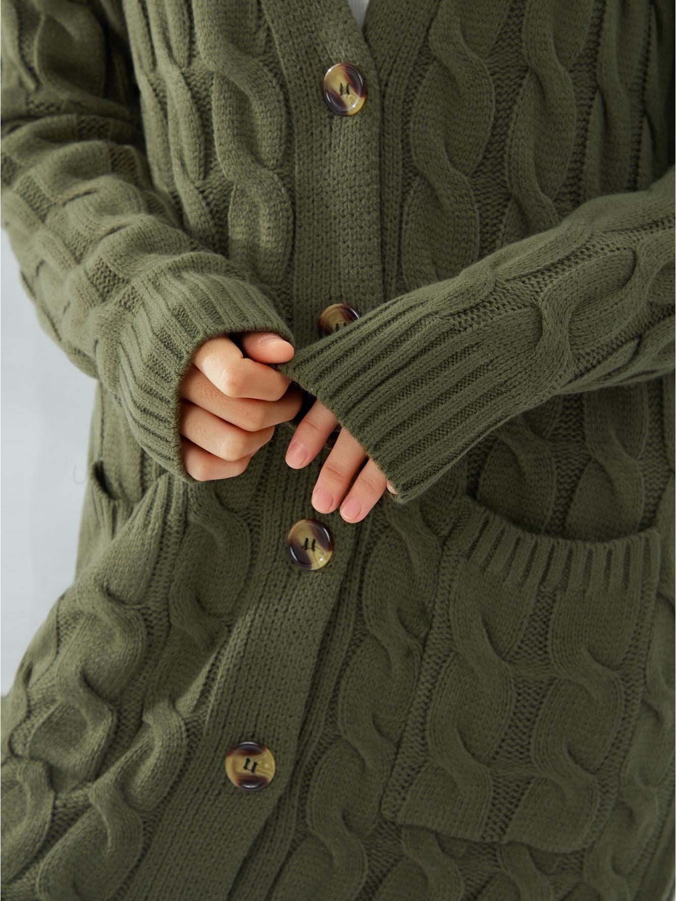 TARSE Women's Long Waffle Knit Cardigan - Oversized Open Front Sweater With Pockets