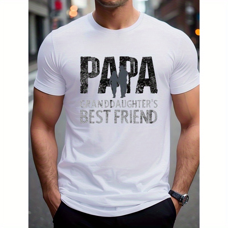 

Papa Granddaughter S Best Friend Print Tee Shirt, Tees For Men, Casual Short Sleeve T-shirt For Summer